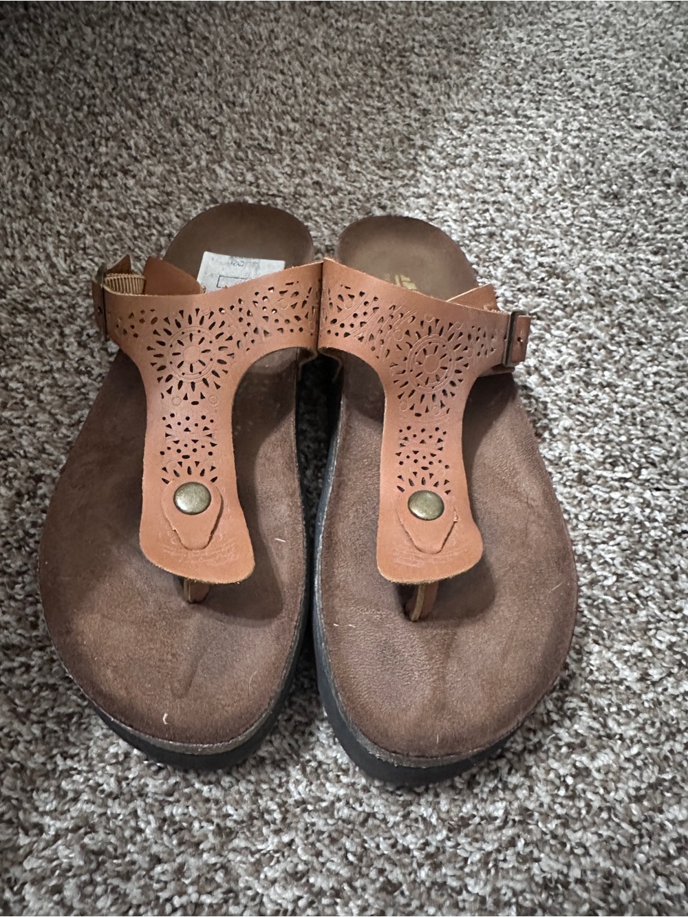 White Mountain Tan Laser-Cut Thong Sandals